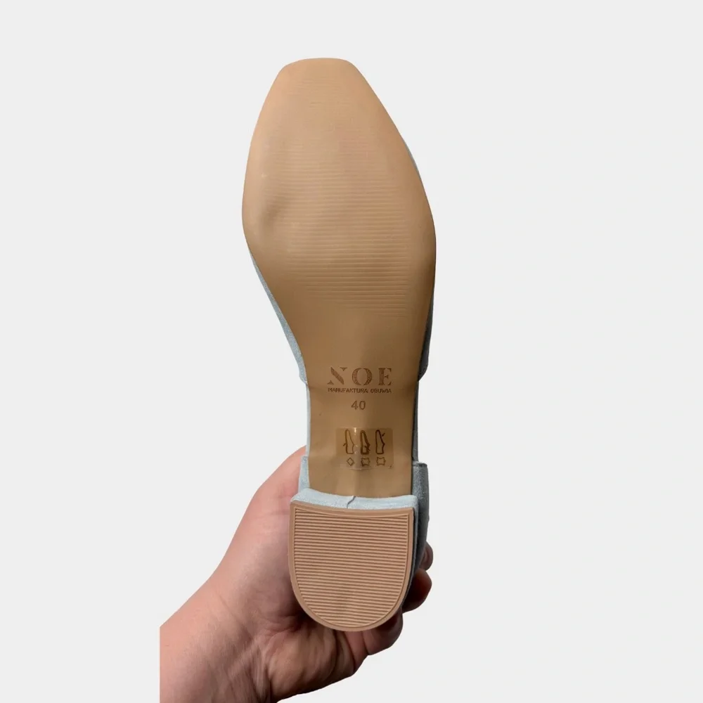 Anna‎ Maratti Light Blue Suede Ankle-Strap Ballet Kitten Heel Size 40